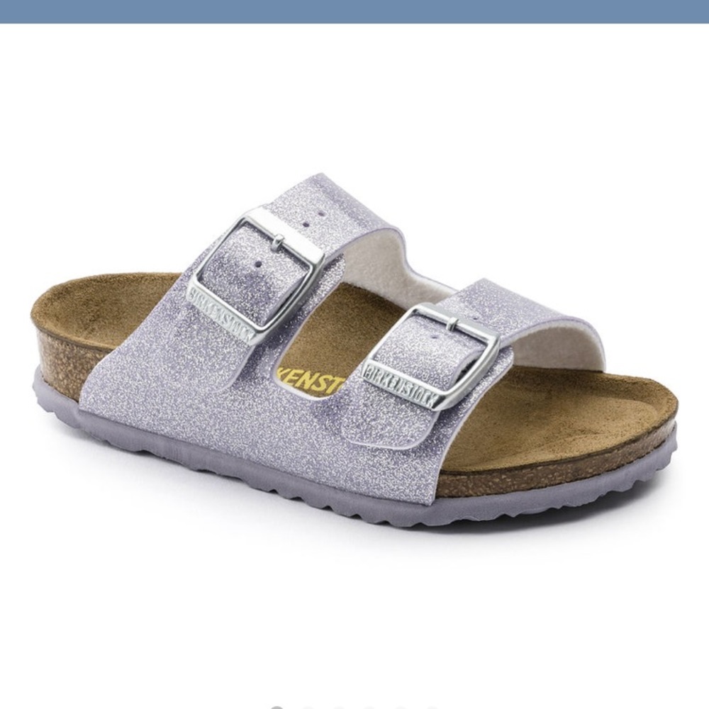 Kids Silver Sparkly Birkenstocks